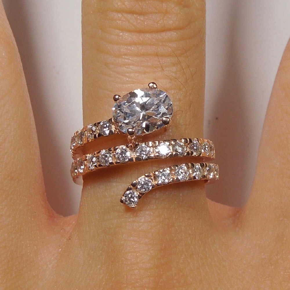 14kt Rose Gold Plated Sterling Silver CZ Ring